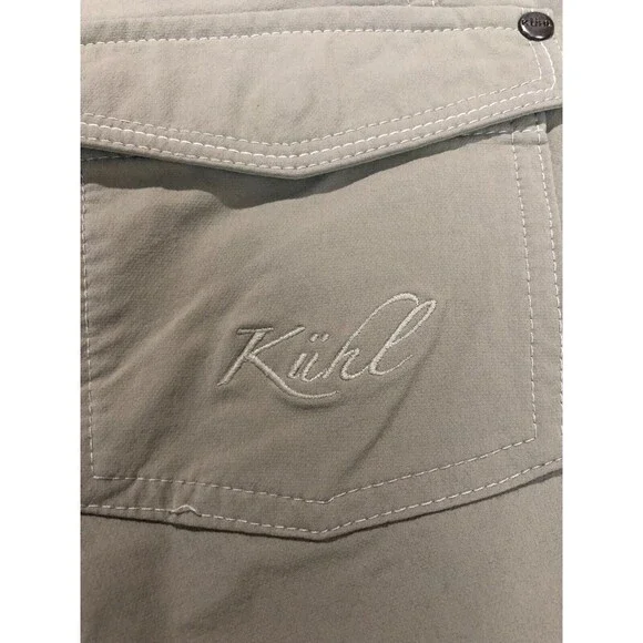 Kuhl Capri Pants Women's 10 Light Gray Cargo Pockets Regular Fit Straight Leg - Picture 3 of 6